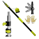 3-12ft Telescopic Extension Pole,Multi-Purpose Extension Pole with 180° Universal Thread Head, Black Oxide Aluminum Extendable Pole with Flip-Lock, for Painting,Dusting,Window Cleaning