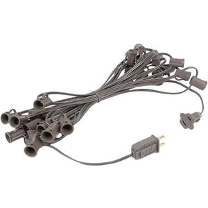 Novelty Lights 25 Foot C7 Outdoor String Light Christmas Stringer - Patio String Lights - Candelabra Base (C7/E12) - 12" Spacing - Brown Wire