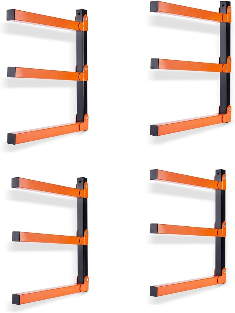 Ultrawall Wall Mount Wood Organizer and Lumber Storage Metal Rack with 3-Level - Indoor & Outdoor Use, 4 Pack, 10.51 inches x 3.31 inches x 17.83 inches
