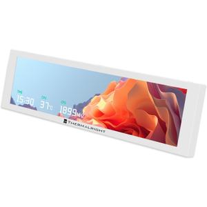 Thermalright Trofeo Vision 9.16 LCD White, 9.16-inch Full-Color LCD Magnetic Display Screen, 1920x480 Resolution, Easy to Install,Master CPU/GPU Temperature(White)