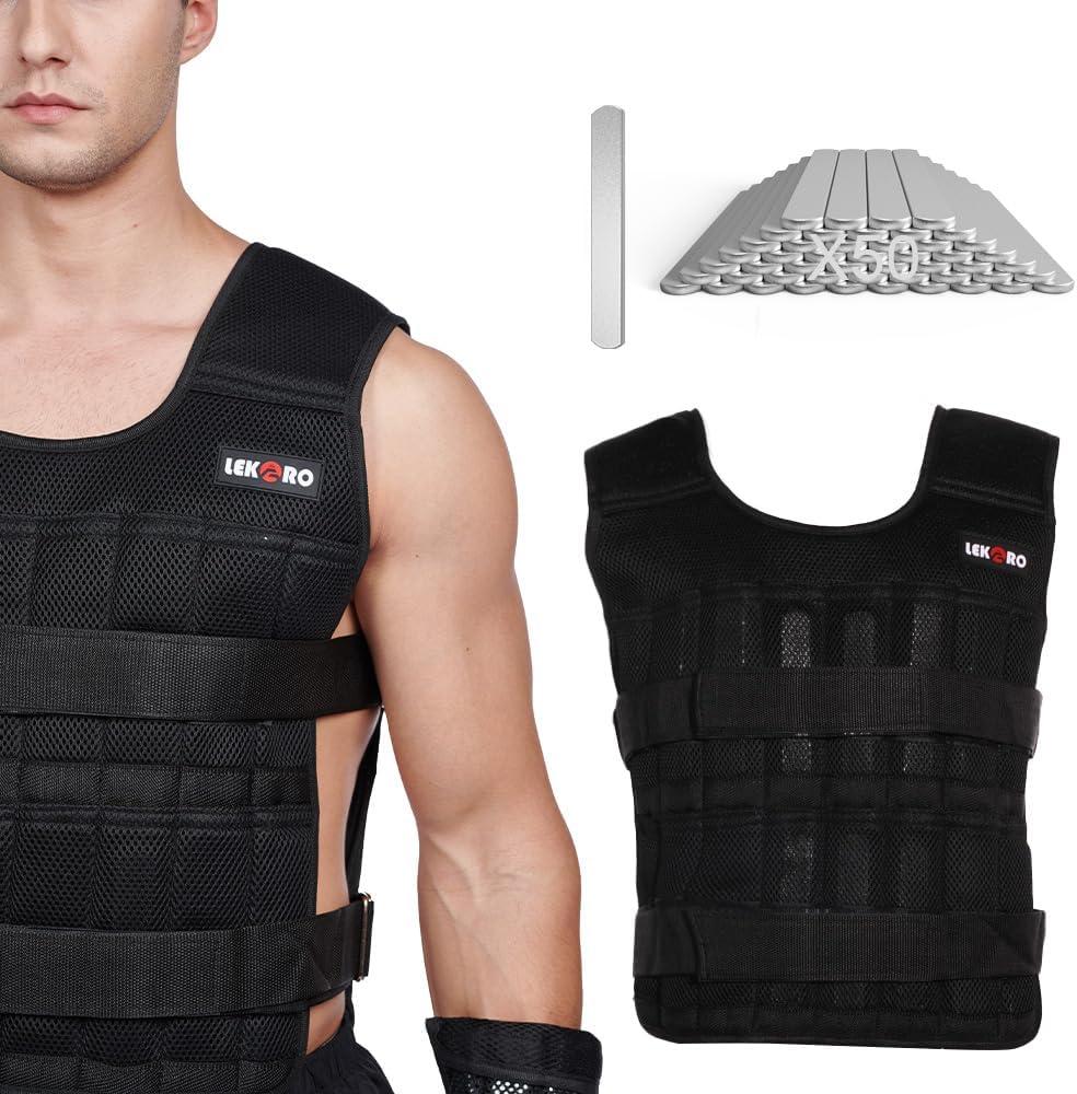 Adjustable Weighted Vest 44LB Workout Weight Vest Training Fitness Weighted Jacket for Men Women (Included 96 Steel Plates Weights)