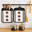 Western Aztec Pot Holders with Pockets, Boho Western Southwestern Aztec Native Oven Pot Holders Heat Resistant Oven Mitts Hot Pads for Kitchen Baking Cooking