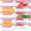 10-Pack Food Storage Containers with Airtight Leakproof Lids, BPA-Free Meal Prep Containers for Microwave/Dishwasher/Freezer, Pink, 47.3oz Each