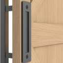 12" Sliding Barn Door Handle Pull and Flush Hardware Set, for Barn Door Gates Garages Sheds, Rustic Style, Black Square