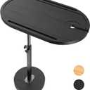 NiHome Bamboo Large Swivel TV Tray Table with Thickened Stable Non-Tipping Base, Adjustable Height Couch End Table Tray 360° Rotating for Bedside Sofa Bathtub Side Balcony (Black)