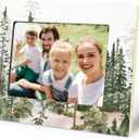 Green Mountain Picture Frame Decor, Rustic Misty Woodland Nature Mountain Landscape Tree Themed Gifts for Lovers Women Men, Watercolor Nature Scene Forest Picture Photo Frame 4x6