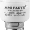 AMI PARTS W11160686 W11518235 Freezer Refrigerator Light Bulb - Waterproof Appliance Bulb Replacement for Maytag Whirlpool, Freezer Light Bulbs Replacement 6500K Non-Dimmable120V 2W A15 E14 Base