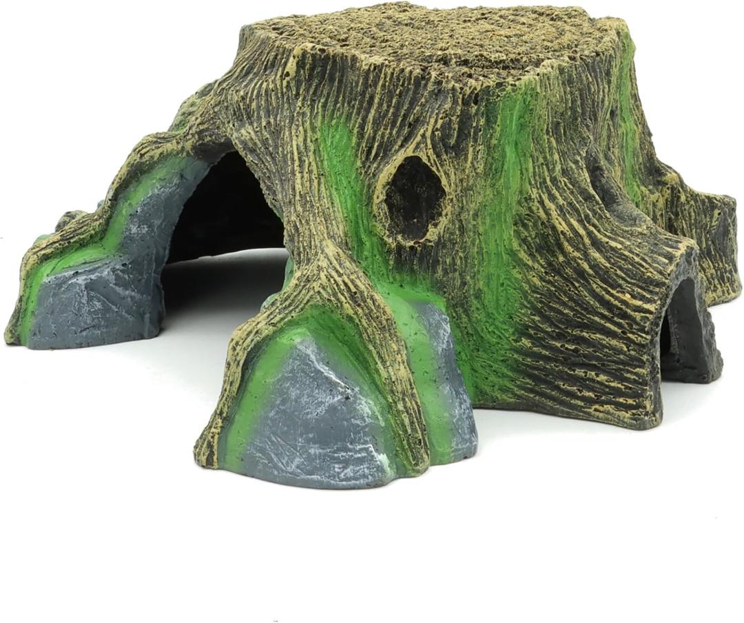JIHAQUA Resin Large Turtle Tank Accessories Reptile Hideouts Cave Habitat Decor for Gecko Leopard Lizards Toad