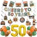 Vintage 50th Birthday Decorations Set 1976 Birthday Decorations Cheers to 50 Years Banner Centerpieces and Hanging Swirls Back in 1976 Party Decor for Women and Men with 32 Inch Number Balloons