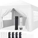 Yaheetech 10x10 Pop Up Canopy with 4 Removable Sidewalls, Portable Enclosed Instant Tent, Waterproof Outdoor Tent, Beach Sun Shelter with 4 Sandbags, 12 Stakes & 4 Ropes, White