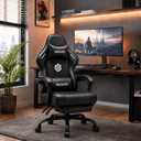 Gaming Chair for Adults with Footrest,Upgraded Ergonomic Chair,All Black