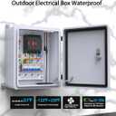 Outdoor Electrical Box with Thermostat and Fan, Precise Temperature Control 0.1F, IP65 Water Resistant Rating, Galvanized Steel(15.7" x 13" x 7.1")