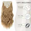 Fliace Clip in Hair Extensions, 6 PCS Natural & Soft Hair & Blends Well Hair Extensions, Lonng Wavy Hairpieces(24inch, 6pcs,Golden Blonde)