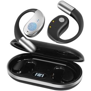 AI Language Translation Wireless Earbuds Bluetooth 5.4 Real Time Open Ear Headphones, Translator for 144 Languages & Accents,LED Digital Display Charging, Long Battery Life, Fit iOS and Android, Black