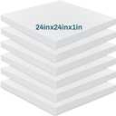 Frienda 6 Pack 1" X 24" X 24" Upholstery High Density Foam Cushion White Square Seat Replacement Cushion or Commercial Use Stuffing Craft Foam Couch Chair Padding DIY Projects