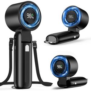 4 in 1 Portable Handheld Turbo Fan, 10000RPM High-Speed Mini, 180 Foldable, 1-100 Speeds, Up to 15H Use, 5000mAh Battery, Powerful Personal Cooling, Hand Held Fan for Travel, Indoor & Outdoor