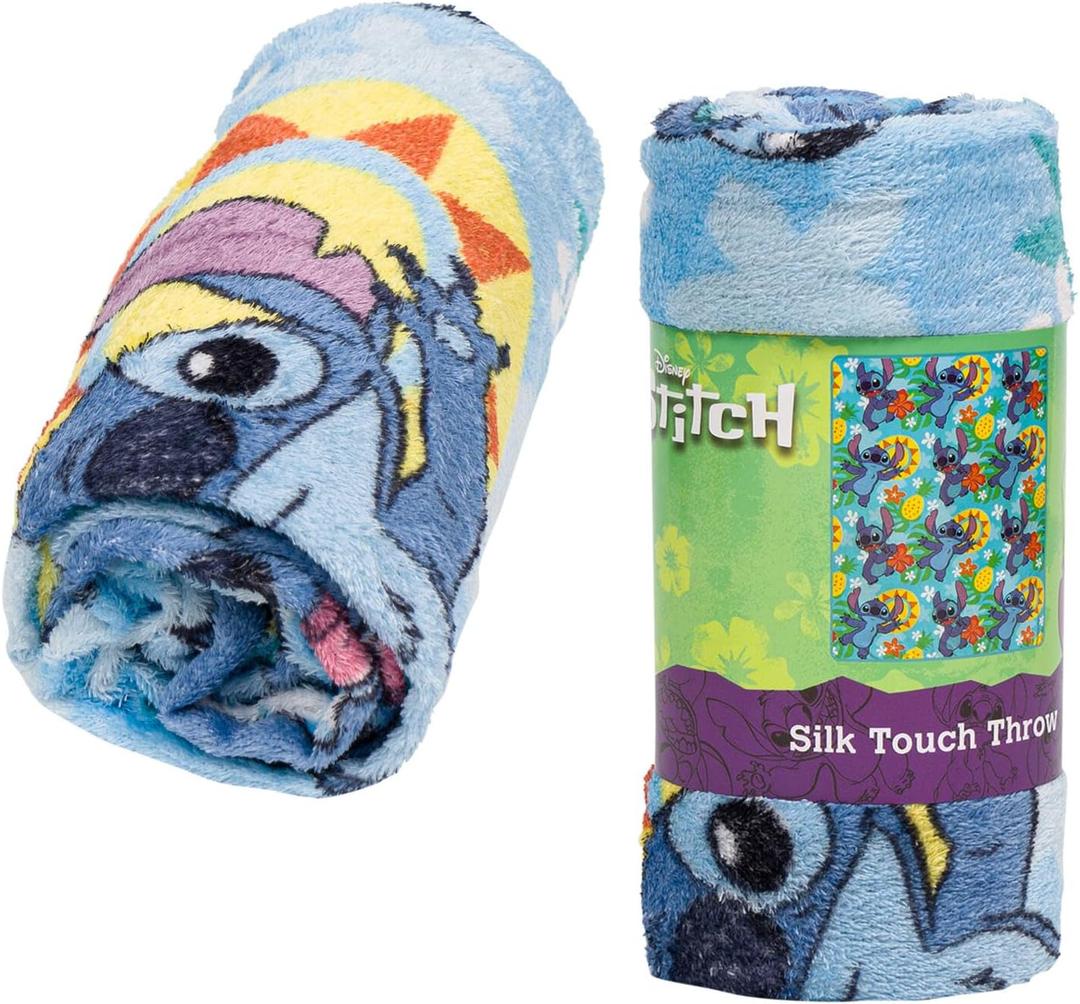 Northwest Disney Lilo & Stitch Silk Throw Blanket 40""X50"", Single, Blue, 91897