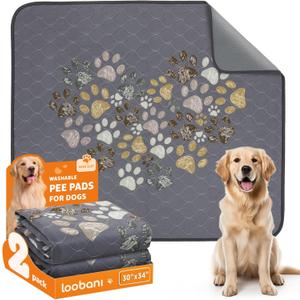 Washable Pee Pads for Dogs Mat: 2 Pack Reusable Pee Puppy Pads for Dogs, Absorbent & Leakproof Whelping Pads for Dog Potty Training, Dog Pads Washable Waterproof for Playpen, Cage,  (30"x34"(pack of 2), Gray)