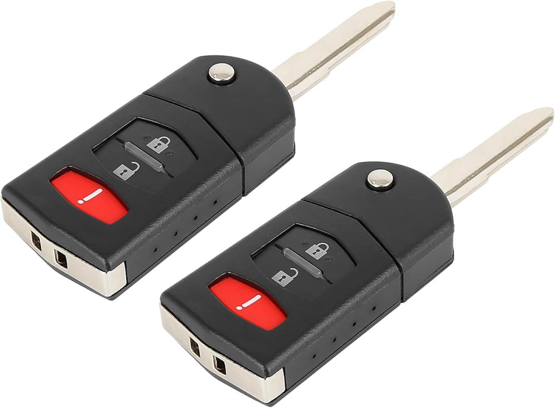 X AUTOHAUX 2pcs Car Replacement Keyless Remote Key Fob Shell Case for Mazda 2 3 5 Cx-7 Cx-9 BGBX1T478 3 Key Button Black
