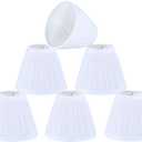 Aspen Creative 51516-6, Hardback Empire Transitional Clip-On Chandelier Lamp Shade, Mushroom Pleated White Faux Silk Fabric, 3" Top x 6" Bottom x 5" Slant Height, Set of 6