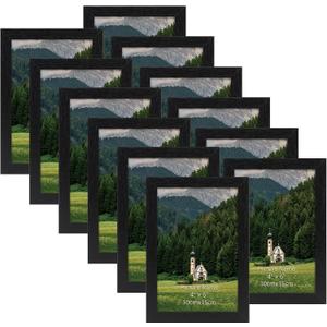 HORLIMER 4x6 Picture Frame Set of 12, Black Picture Frames Display 4 by 6 Photo for Wall or Tabletop
