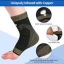 NeoAlly Copper Ankle Support Brace Compression Sleeve with Silicone Gel Reduce Foot Swelling Pain Relief from Plantar Fasciitis and Achilles Tendon (Large - 1 Pair)