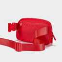 Pander Two Way Zipper Fanny Pack Nylon Everywhere Belt Bag for Women, Water Repellent Waist Packs, Crossbody Bags with Adjustable Strap (Red).