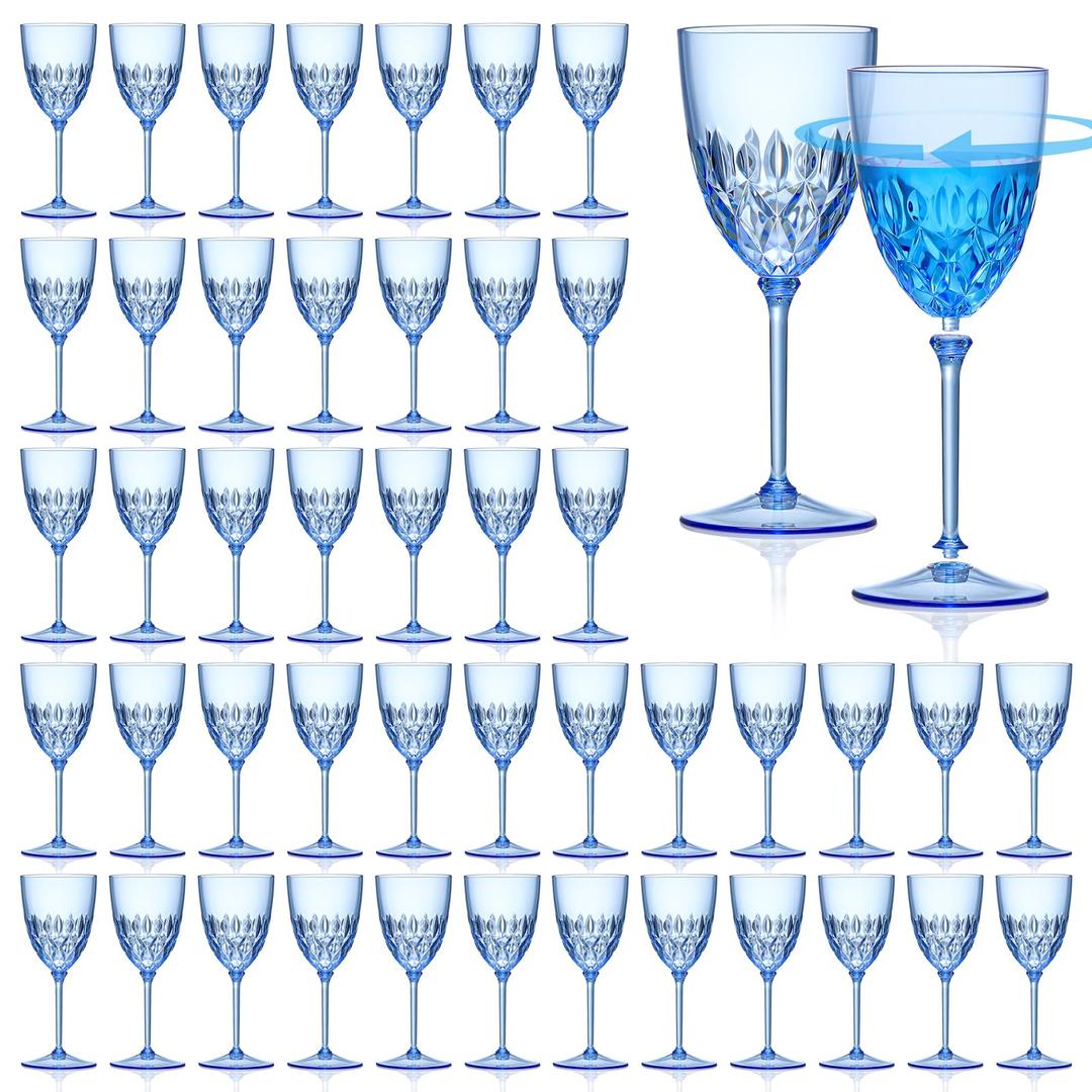 SKLENICE Green Plastic Wine Glasses 7.4oz Plastic Goblet Glasses with Stem Detachable Disposable Crystal Glasses Wedding Glassware Set For Wine Ceremony Anniversary Reception (48, Green)