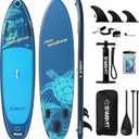 Inflatable Stand Up Paddle Board  Durable SUP for Adults & Youth,33" Wide Blow Up Paddle Board with Paddle, Pump, Backpack,Leash  All Around Stable for All Skill Levels, Carries up to 450 lbs (Turtle Deep Blue)
