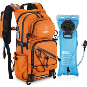 NOOLA Hydration Backpack with 3L Water Bladder - 22L Water Backpack for Hiking, Cycling, Running, Biking - Lightweight Hiking Pack Bag with Rain Cover, Phone Holder and Trekking Pole Holders, Orange
