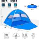 EchoSmile UPF 50+ Beach Tent Sun Shelter for 3 Person, Portable Beach Cabana Tent