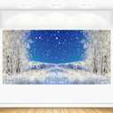 Winter Forest Backdrop 20x10ft Christmas Snowy Tree Wonderland Snowflake Landscape Scene Photography Background Large Xmas Family Holiday Party Decorations Banner Photo Booth Props Fabric