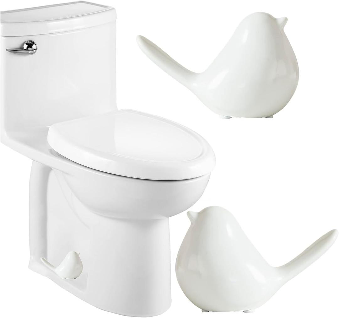Ceramic Bird Toilet Bolt Covers Decorative Toilet Bolt Caps,Set of 2 Toilet Caps for Bottom of Toilet, Toilet Screw Cover Caps for Bolts Bathroom Decor Acessories, Easy Installation (White)