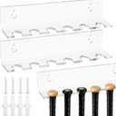 Threehoney 2 Pcs Mini Baseball Bat Holder, Acrylic Clear Baseball Bat Hanger Holder 9.1 x 2.25 x 2 Inch with Top Diameter 0.7-0.8 Inch, 6 Items Display Rack Wall Mount for Sport Souvenir, Collector