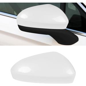 Compatible with Ford Fusion Side Mirror Cover Cap 2013 2014 2015 2016 2017 2018 2019 2020, Passenger Side Mirror Caps Replacement W/O Light, Clip-on Replace for FS7Z-17682-B Pearl White- Right