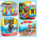 Bounce House for Kids 3-6, with Slide & Ball Pit & Hoop, 5-in-1 Small Indoor Outdoor Inflatable Bouncy Castle, Toddler Jump House for Backyard Family Home Birthday Party, Includes 370W Blower