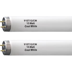 2PACK F15T12-CW T12 15 Watt 18 Inch Fluorescent Light Bulb,F15T12-CW 15 Watt Cool White,4100K,T12 Linear Fluorescent Lamp,Medium Bi-Pin G13 Base,850 Lumens