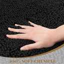 Bathroom Rugs Mat 72 x 36, Thick Soft Absorbent Chenille Bath Rugs, Rubber Backing Bath Mats for Bathroom Floor, Tub, Shower, Bedroom, Home Decor Accessories, Quick Dry Machine Washable, Black