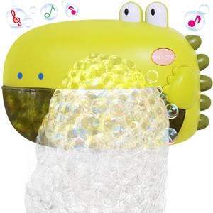 Grechi Dinosaur Bath Toys,Baby Bath Toys for The Baby Bathtub,Toddler Automatic Bubble Machine,Plays 12 Childrens Songs, Makes Great for Toddlers Age 2 3 Year Old Girl Boy (Cyan)
