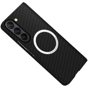 FLURIKA Magnetic Case for Samsung Galaxy Z Fold 7, Compatible with MagSafe Carbon Fiber Slim Thin Lightweight Aramid Fiber PC Back Anti Scratch Drop Protection Rugged Shockproof Cover, Black