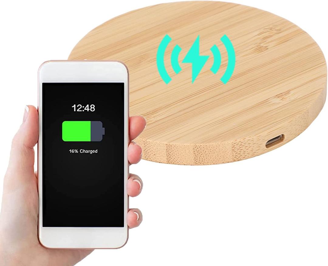 Wireless Charger Pad Bamboo Wood Cell Phone Wireless Chargers 10W Power Fast Charging Station with Charging Cable for Home Office, for S8, for S8 Plus, for S7, for S7 Edge, for S6, etc