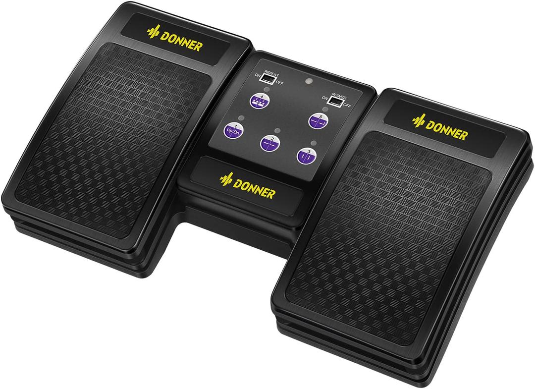 Donner Wireless Bluetooth Page Turner Pedal for iPad Tablets Phone Foot Pedal Rechargeable, Black