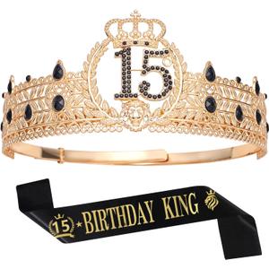 Birthday King Crown and Sash, Gifts for Men. Birthday Party Decoration for Men (Gold-15)