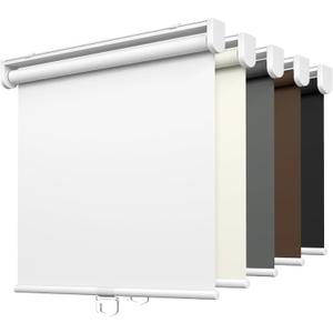 LazBlinds No Tools No Drill Cordless Roller Shades, 100% Blackout Roller Blinds for Windows, Thermal Insulated UV Protection Waterproof Roll Up Window Blinds and Shades, 30'' W x 48'' H, White