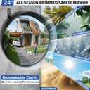 24 Inch Acrylic Convex Mirror with Rain Shield | Adjustable Wide Angle Traffic Mirror for Indoor Outdoor Wall Mount, Blind Spot for Garage, Warehouse, School, Store & Office