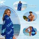 Casual Blue Shark Text Microfiber Beach Towel Oversized 71"x35" Sand Resistant Quick Dry Lightweight Ocean Lover Gift for All Ages Multiuse for Pool Camping Travel