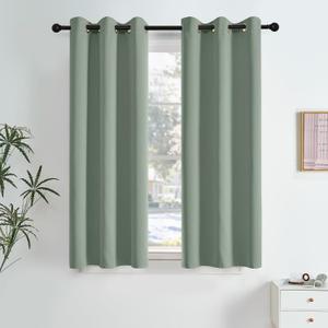 NICETOWN Sage Green Room Darkening Curtains 63 Inches Long 2 Panels for Living Room, Bedroom, Nursery Summer Thermal Insulated Blackout Drapes Grommet Noise Reducing Window Treatment, W40
