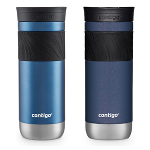 Contigo SNAPSEAL Insulated Stainless Steel Travel Mug with Grip 20oz. Blue Corn Transparent Satin & Midnight Berry