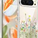 Unov Case Compatible with Pixel 9 Pro XL Case Clear with Design Soft TPU Shock Absorption Slim Embossed Pattern Protective Back Cover (Flower Bouquet)