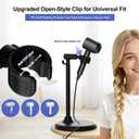Hair Dryer Stand with 360 Rotating Head, Hands Free, Large Hook,Heavy Duty Base, Adjustable Height, TPU Padded Clip, Aluminum Alloy Holder for Home or Salon (Black)